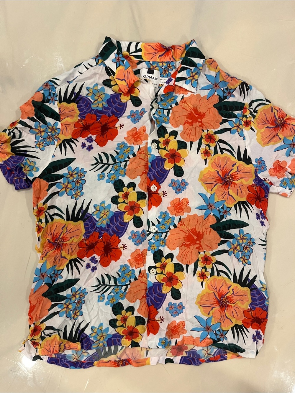 Topman Multicolor Floral Short-Sleeve Button-Down Shirt